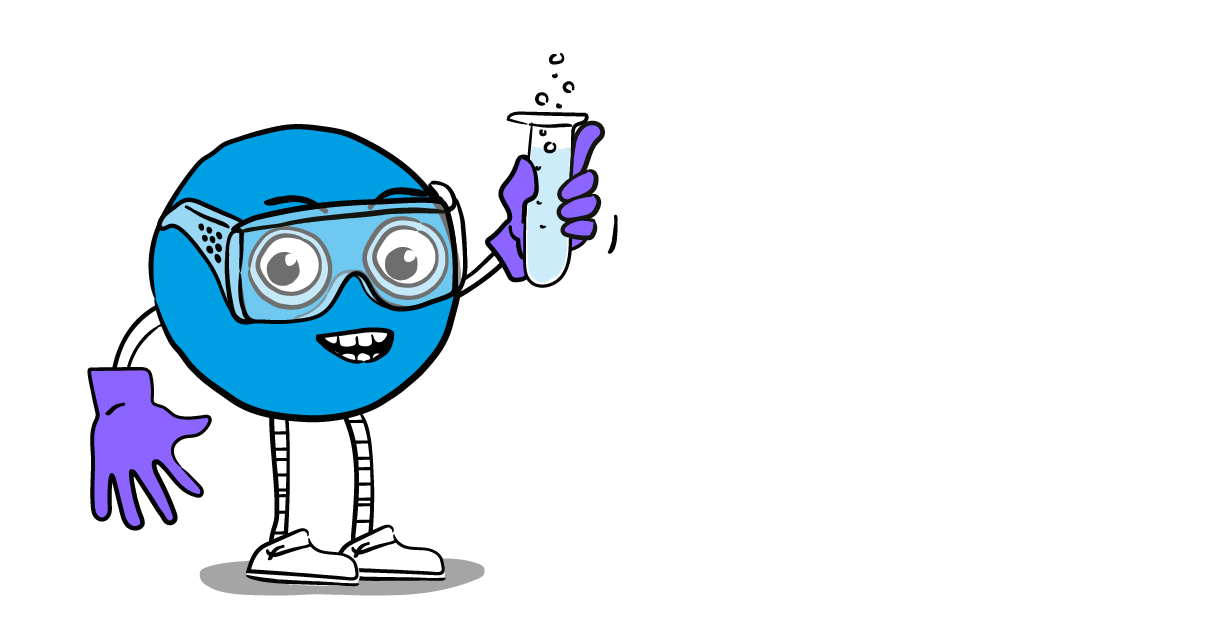 jpt mascot with test tube